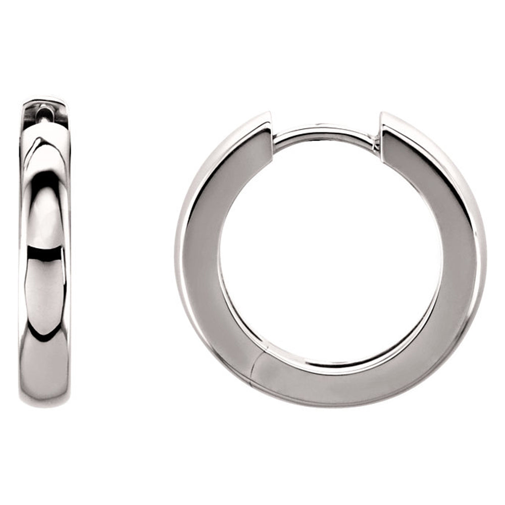 Alternate view of the 3 x 17.5mm (1/8 x 5/8 Inch) 14k White Gold Hinged Round Hoop Earrings by The Black Bow Jewelry Co.