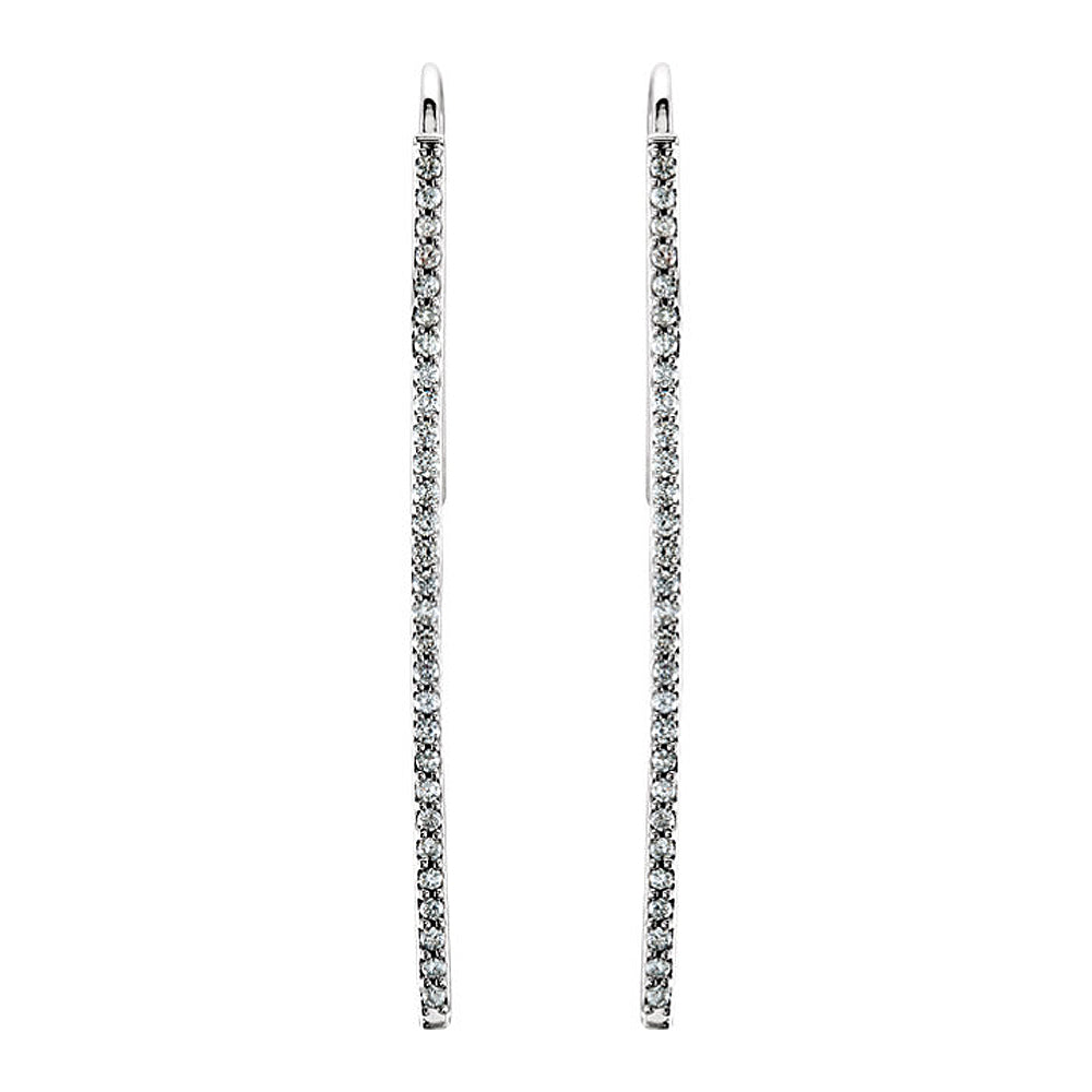 Alternate view of the 36mm 14k White Gold 1/4 CTW (H-I, I1) Diamond Vertical Bar Earrings by The Black Bow Jewelry Co.