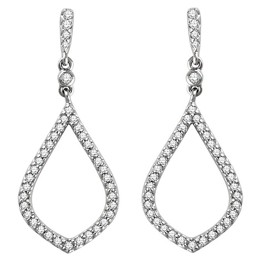 Alternate view of the 10 x 25mm 14k White Gold 1/4 CTW (H-I, I1) Diamond Geometric Earrings by The Black Bow Jewelry Co.