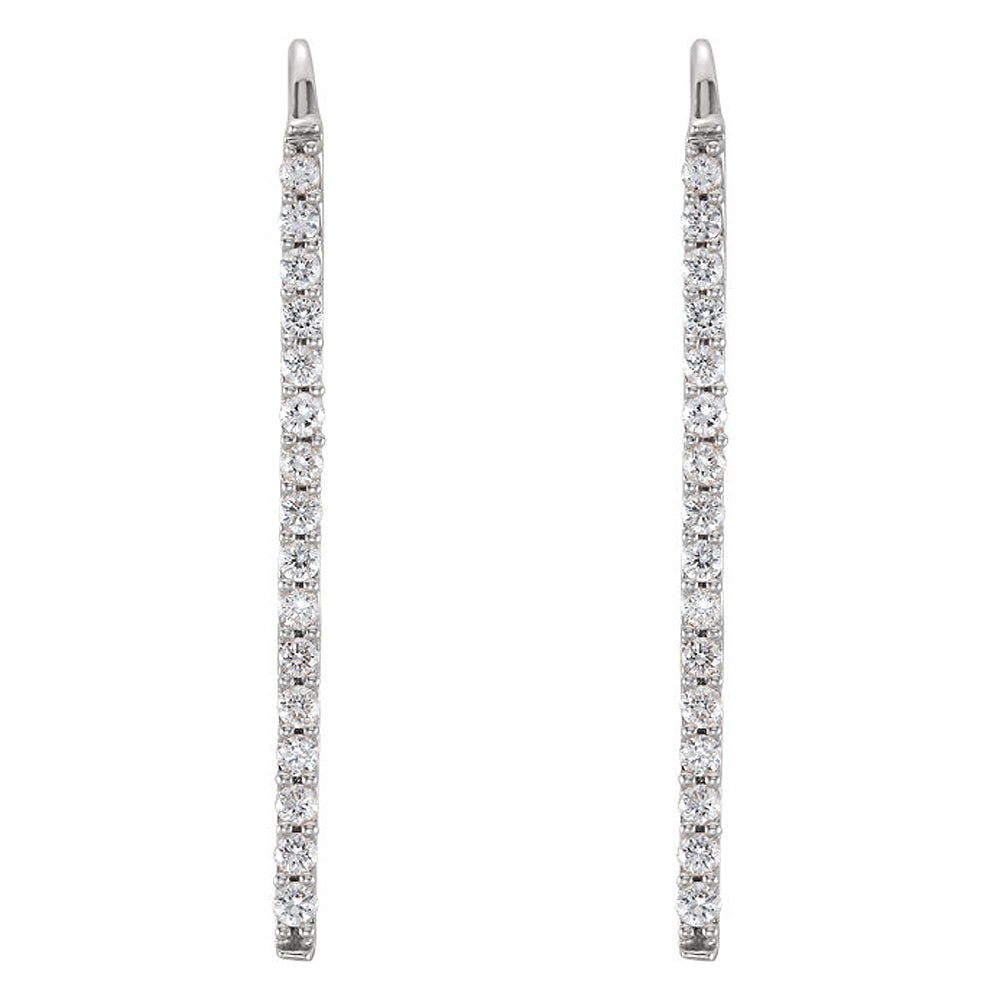 Alternate view of the 1.3 x 23mm 14k White Gold 1/3 CTW (H-I, I1) Diamond Bar Earrings by The Black Bow Jewelry Co.