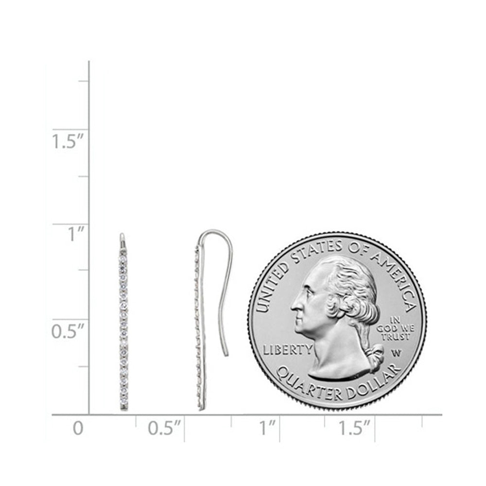 Alternate view of the 1.3 x 23mm 14k White Gold 1/3 CTW (H-I, I1) Diamond Bar Earrings by The Black Bow Jewelry Co.