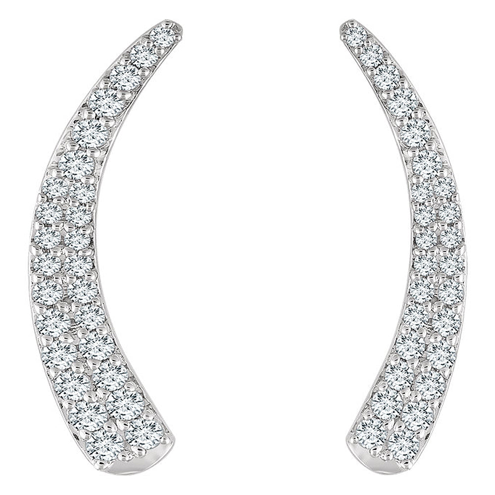 Alternate view of the 2 x 20mm 14k White Gold 3/8 CTW (H-I, I1) Diamond Tapered Ear Climbers by The Black Bow Jewelry Co.