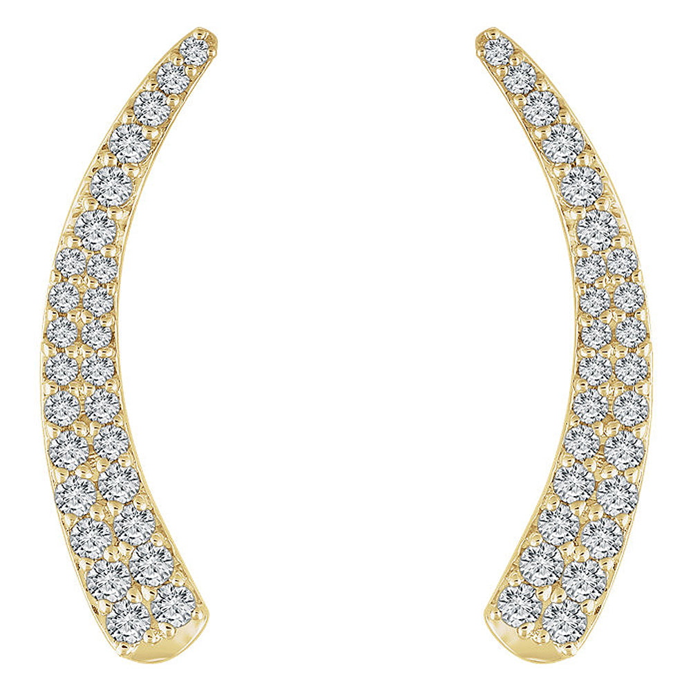 Alternate view of the 2x 20mm 14k Yellow Gold 3/8 CTW (H-I, I1) Diamond Tapered Ear Climbers by The Black Bow Jewelry Co.