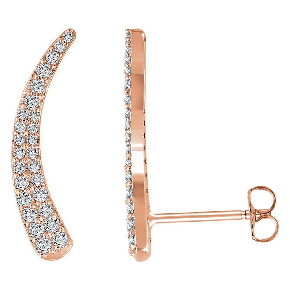 2 x 20mm 14k Rose Gold 3/8 CTW (H-I, I1) Diamond Tapered Ear Climbers, Item E16796 by The Black Bow Jewelry Co.