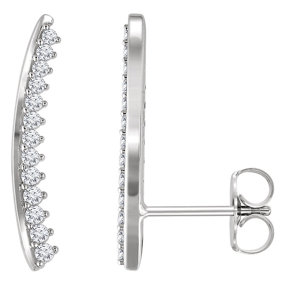 2.7mm x 21mm 14k White Gold 1/3 CTW (H-I, I1) Diamond Ear Climbers, Item E16797 by The Black Bow Jewelry Co.