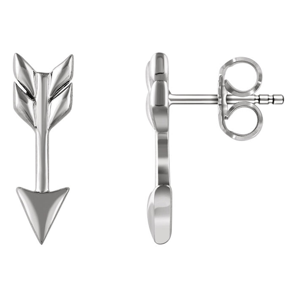5mm x 17mm (5/8 Inch) 14k White Gold Small Arrow Post Earrings, Item E16804 by The Black Bow Jewelry Co.