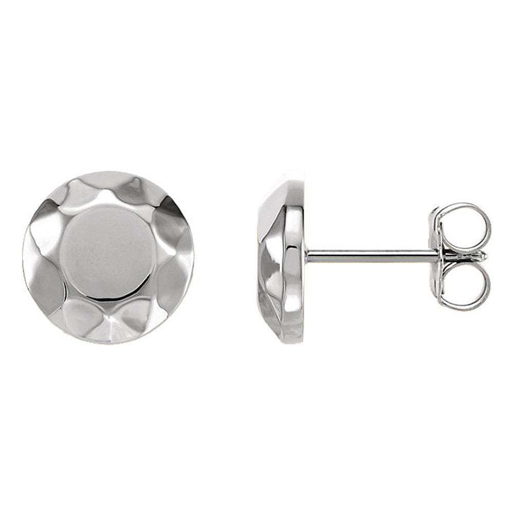 9mm (3/8 Inch) 14k White Gold Faceted Circle Stud Earrings, Item E16836 by The Black Bow Jewelry Co.
