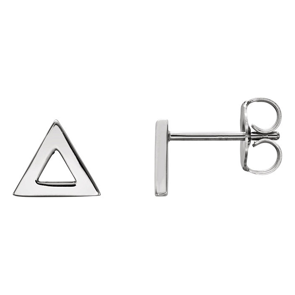 7mm (1/4 Inch) Polished 14k White Gold Tiny Triangle Post Earrings, Item E16842 by The Black Bow Jewelry Co.