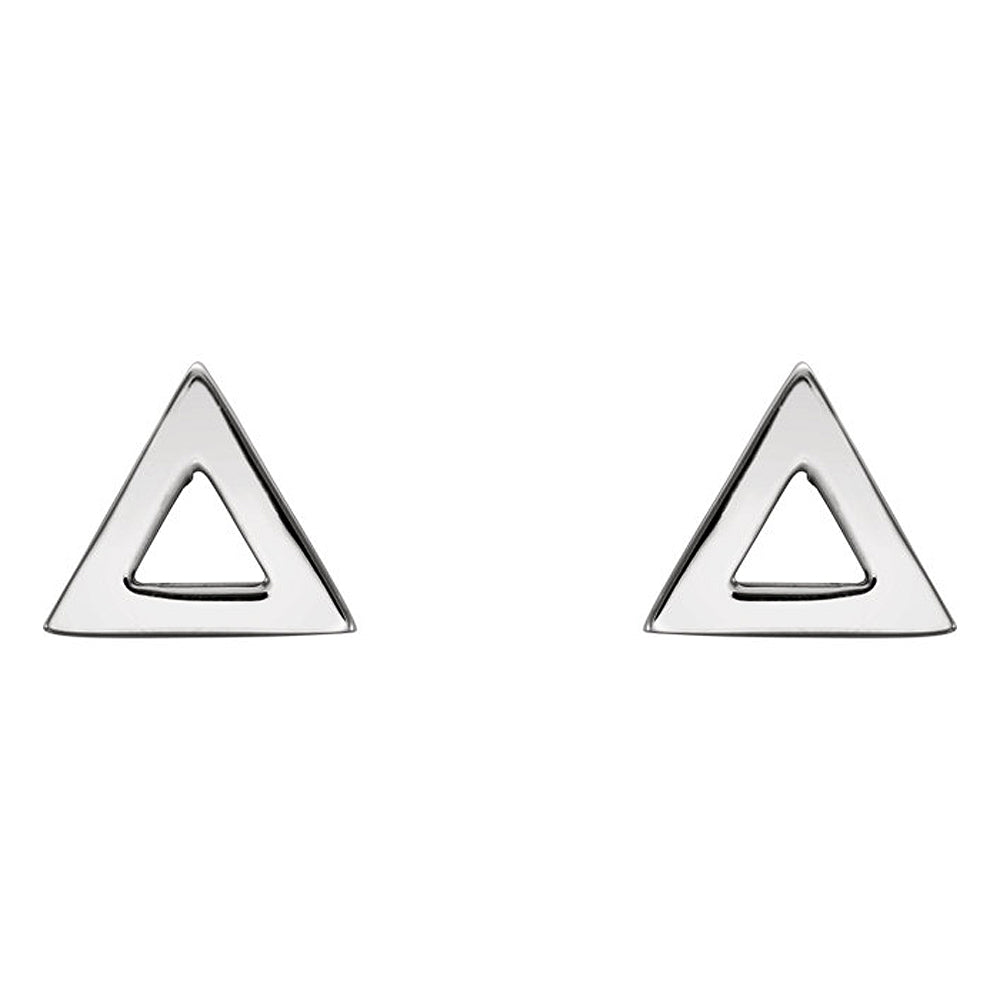 Alternate view of the 7mm (1/4 Inch) Polished 14k White Gold Tiny Triangle Post Earrings by The Black Bow Jewelry Co.