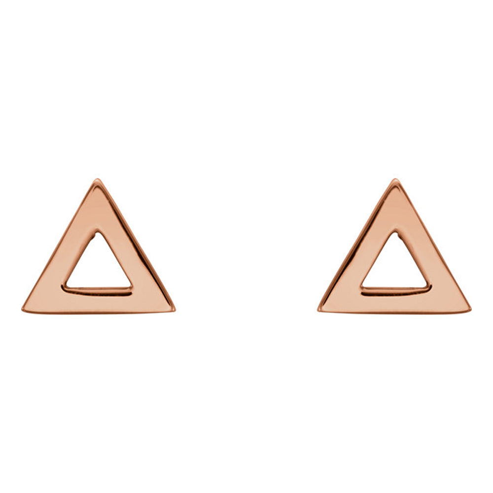 Alternate view of the 7mm (1/4 Inch) Polished 14k Rose Gold Tiny Triangle Post Earrings by The Black Bow Jewelry Co.