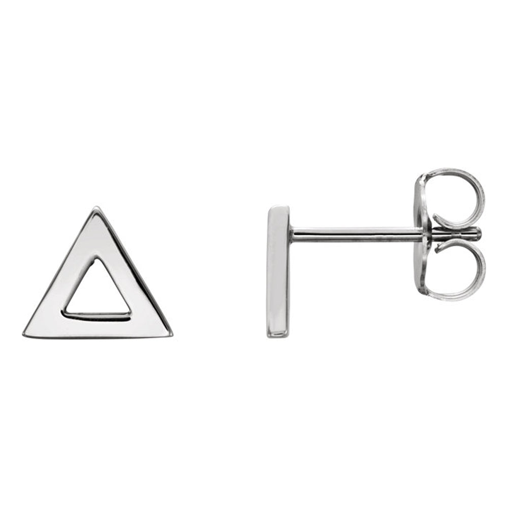 7mm (1/4 Inch) Polished Sterling Silver Tiny Triangle Post Earrings, Item E16845 by The Black Bow Jewelry Co.