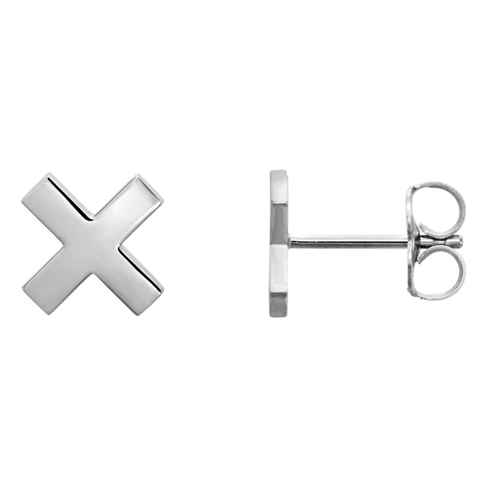 8mm (5/16 Inch) Polished Sterling Silver Small 'X' Post Earrings, Item E16850 by The Black Bow Jewelry Co.