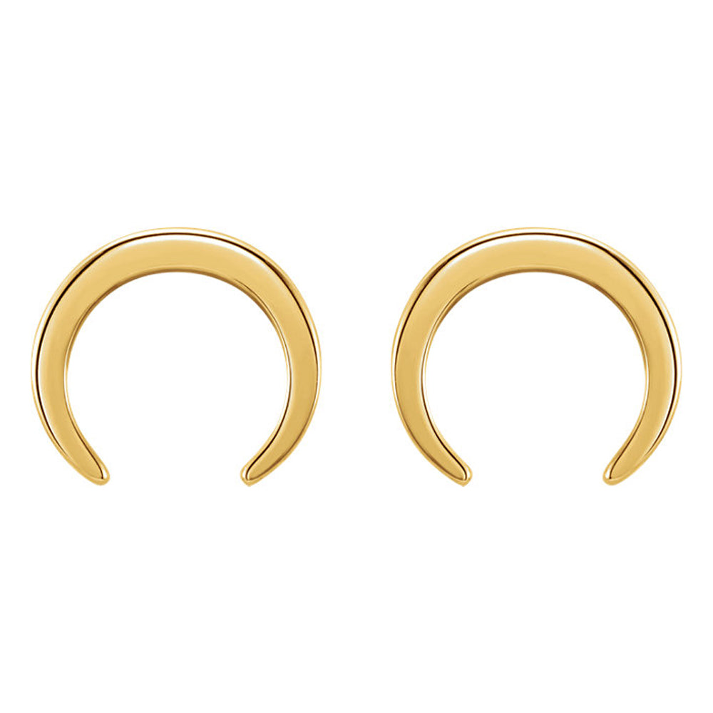 Alternate view of the 10mm x 9mm (3/8 Inch) 14k Yellow Gold Small Crescent Post Earrings by The Black Bow Jewelry Co.