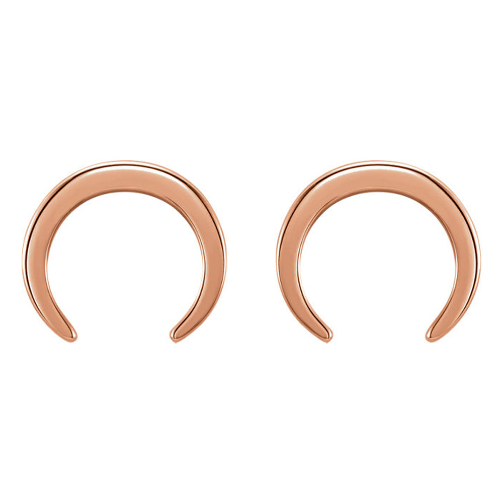 Alternate view of the 10mm x 9mm (3/8 Inch) 14k Rose Gold Small Crescent Post Earrings by The Black Bow Jewelry Co.