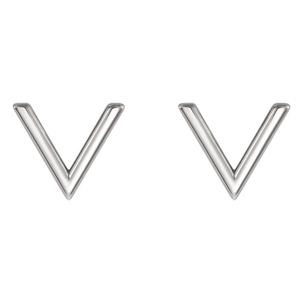 Alternate view of the 8 x 9mm (3/8 Inch) Polished 14k White Gold Small 'V' Post Earrings by The Black Bow Jewelry Co.