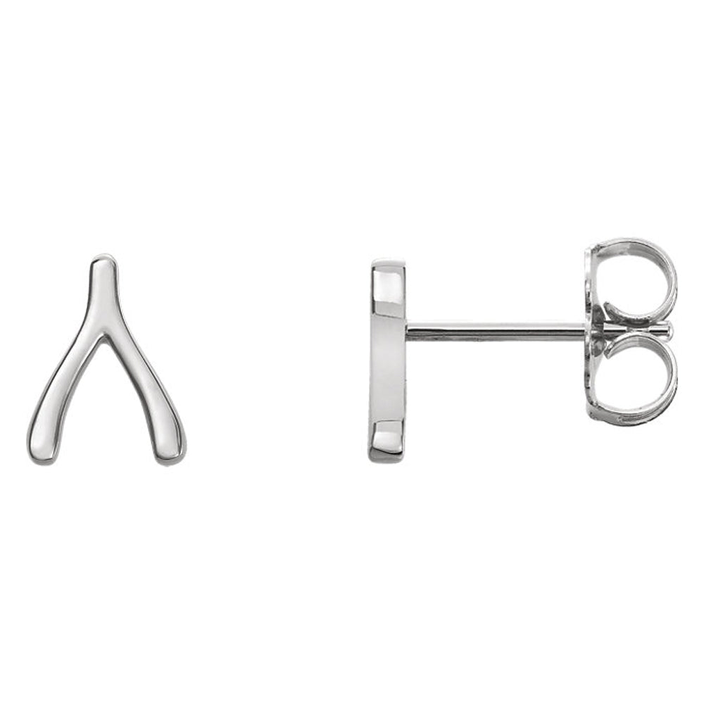 6 x 8mm (1/4 x 5/16 Inch) Sterling Silver Tiny Wishbone Post Earrings, Item E16893 by The Black Bow Jewelry Co.
