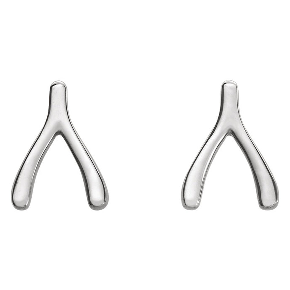 Alternate view of the 6 x 8mm (1/4 x 5/16 Inch) Sterling Silver Tiny Wishbone Post Earrings by The Black Bow Jewelry Co.