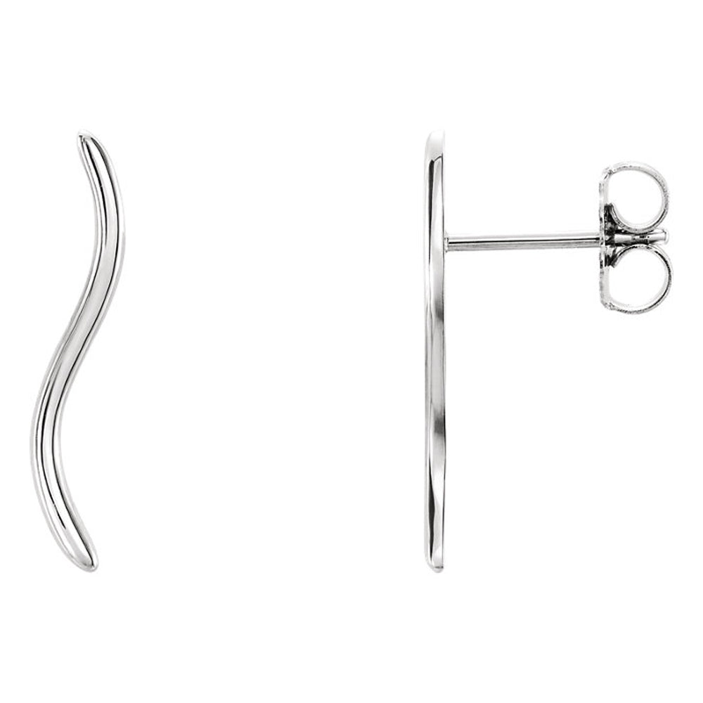 3mm x 19mm (3/4 Inch) 14k White Gold Wavy Ear Climbers, Item E16912 by The Black Bow Jewelry Co.