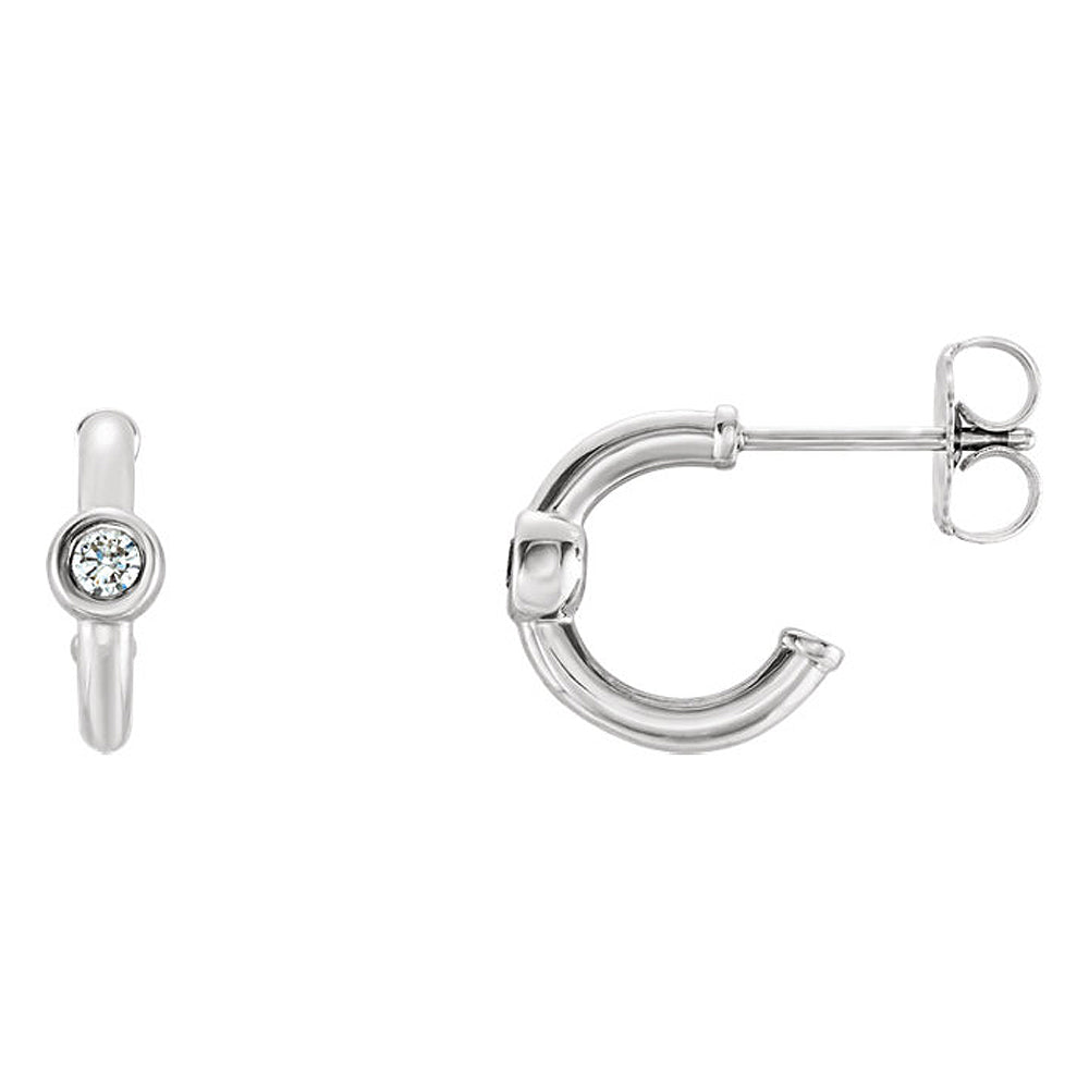 3.5 x 10.5mm 14k White Gold 1/5 CTW (G-H, I1) Diamond J-Hoop Earrings, Item E16916 by The Black Bow Jewelry Co.