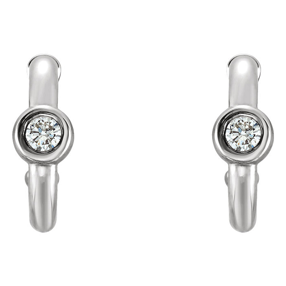 Alternate view of the 3.5 x 10.5mm 14k White Gold 1/5 CTW (G-H, I1) Diamond J-Hoop Earrings by The Black Bow Jewelry Co.