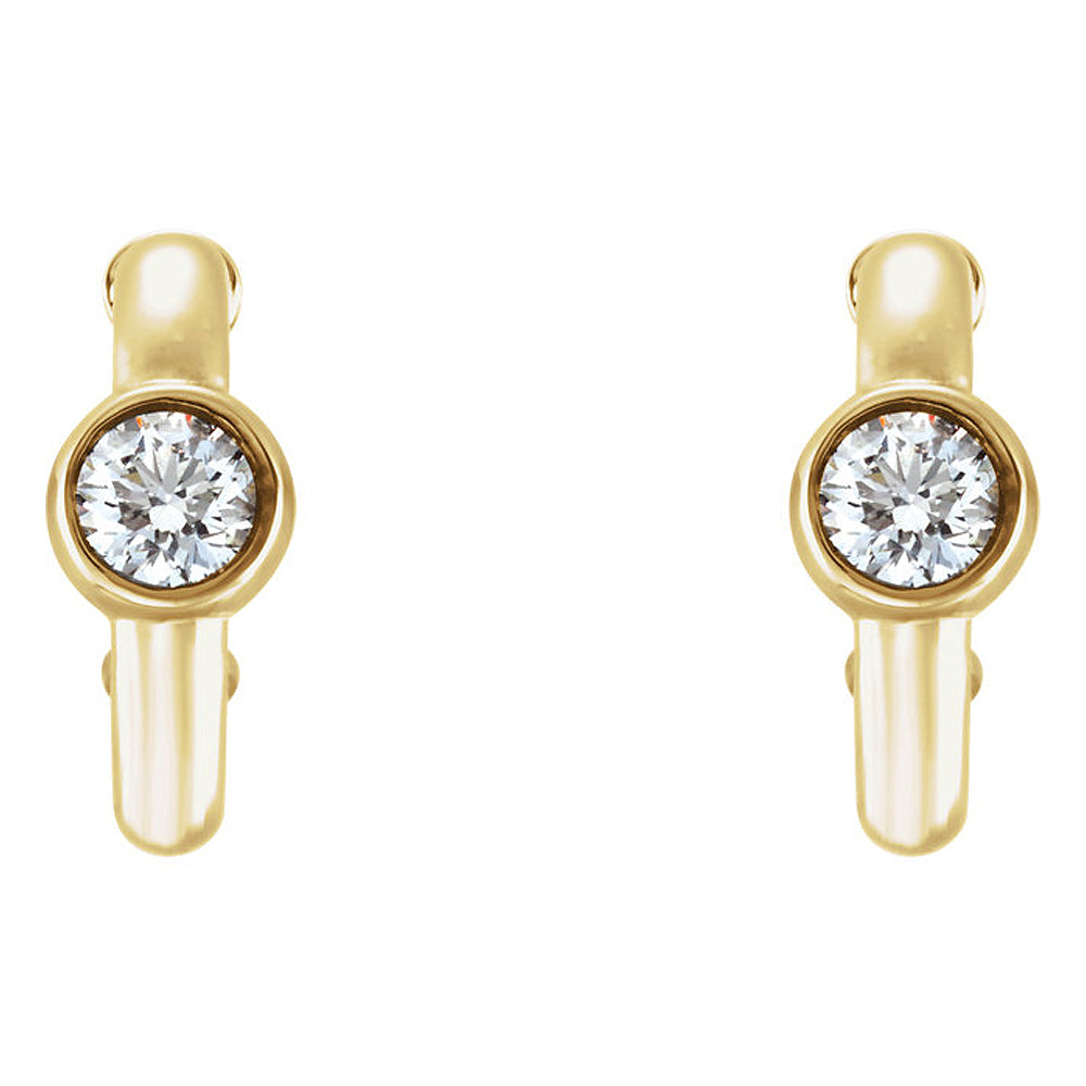 Alternate view of the 3.5 x 10.5mm 14k Yellow Gold 1/5 CTW (G-H, I1) Diamond J-Hoop Earrings by The Black Bow Jewelry Co.