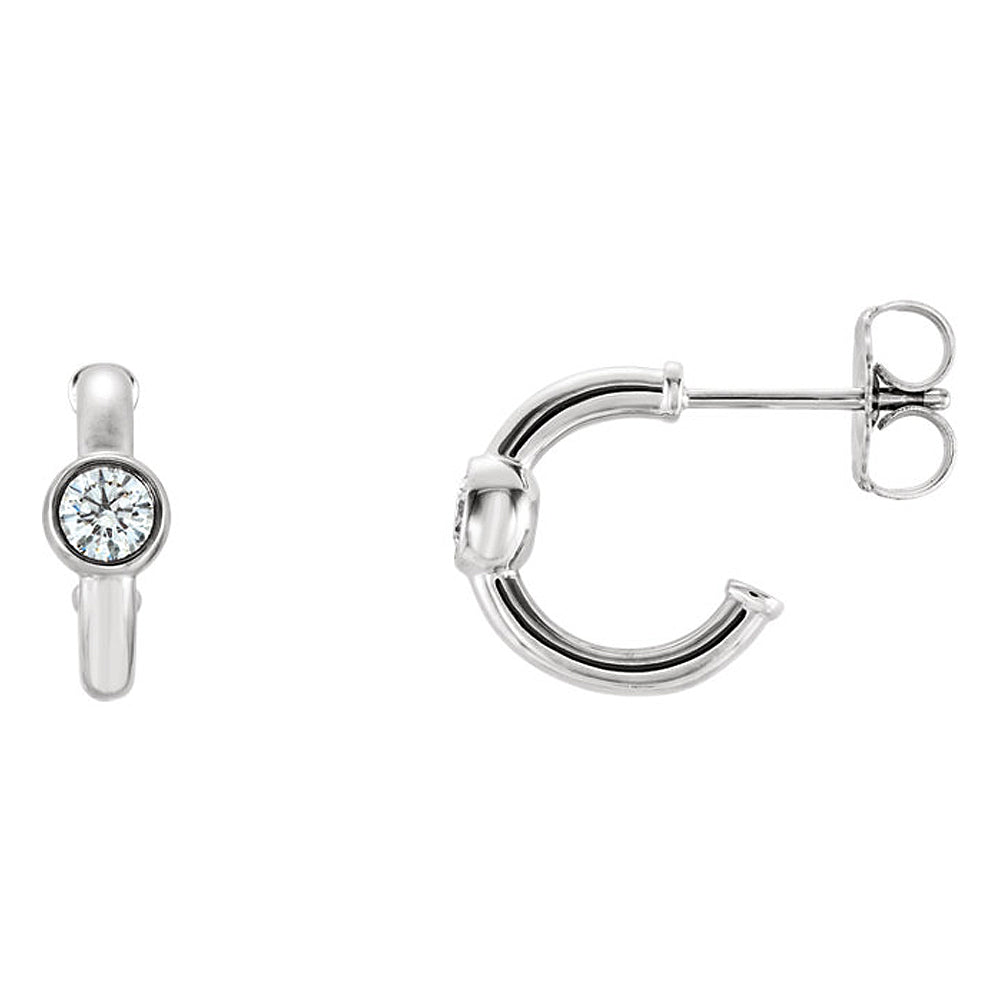 4 x 12mm 14k White Gold 1/4 CTW (G-H, I1) Diamond J-Hoop Earrings, Item E16918 by The Black Bow Jewelry Co.