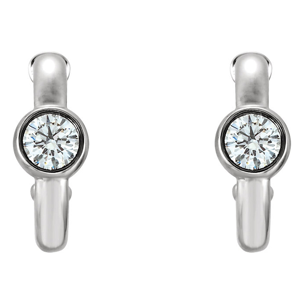 Alternate view of the 4 x 12mm 14k White Gold 1/4 CTW (G-H, I1) Diamond J-Hoop Earrings by The Black Bow Jewelry Co.