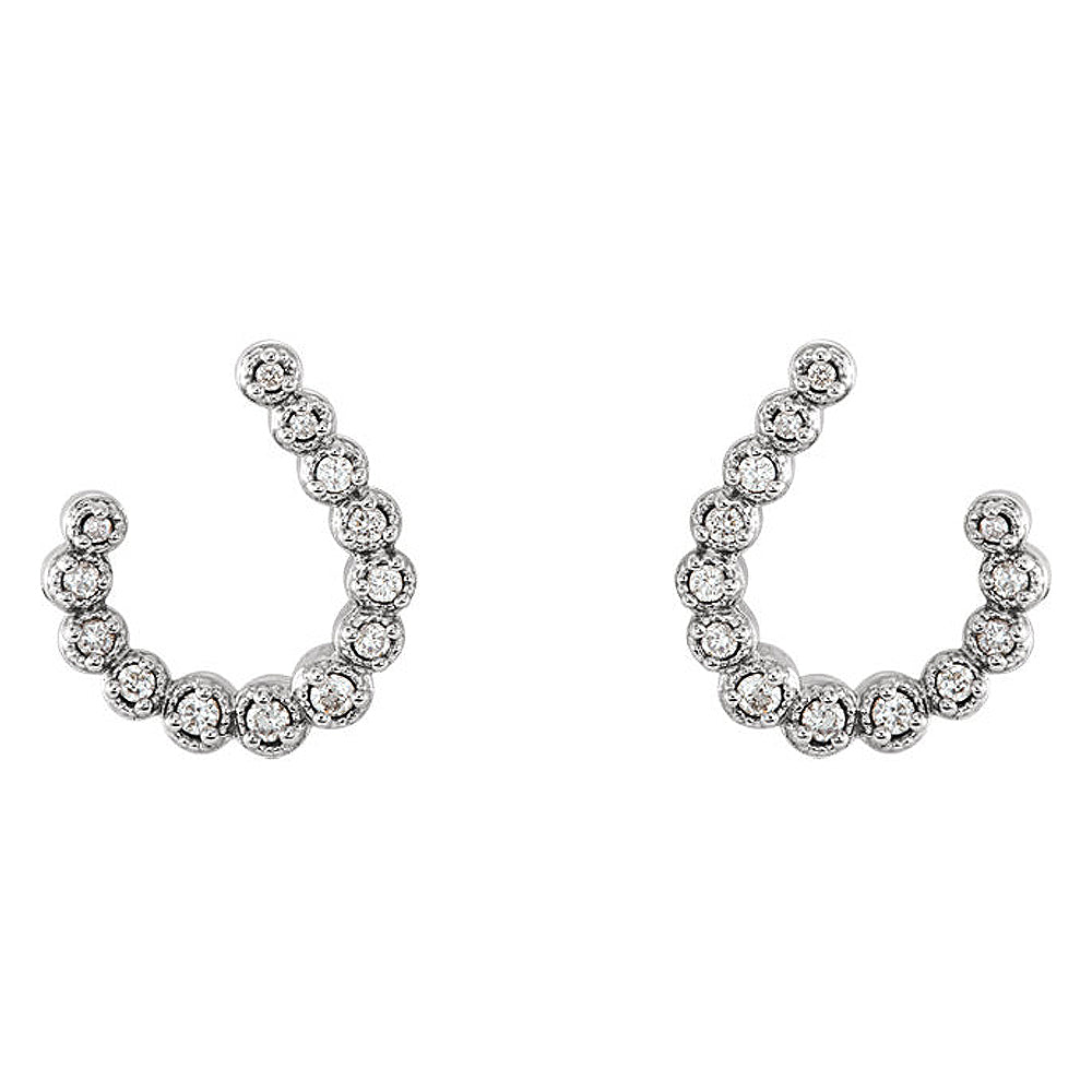 Alternate view of the 2 x 13mm 14k White Gold 1/4 CTW (G-H, I1) Diamond J-Hoop Earrings by The Black Bow Jewelry Co.