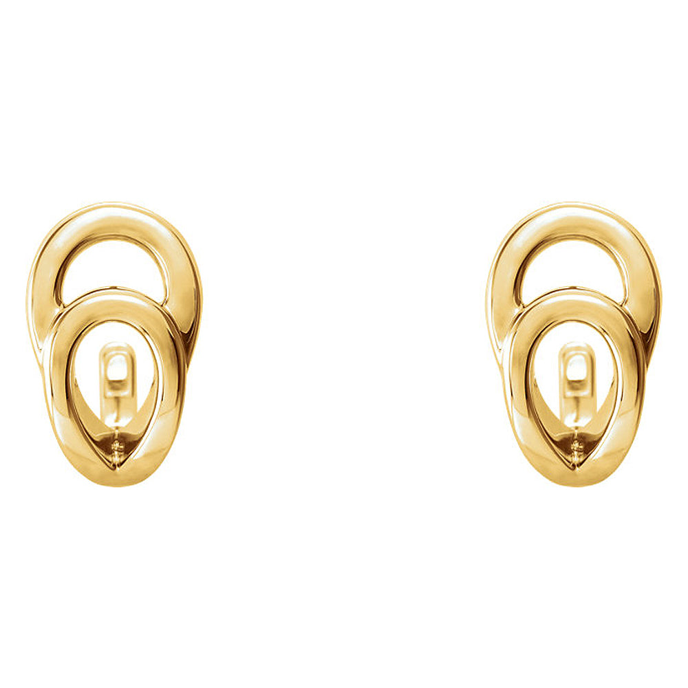 Alternate view of the 7mm x 13mm (1/4 x 1/2 Inch) 14k Yellow Gold Small Geometric J-Hoops by The Black Bow Jewelry Co.