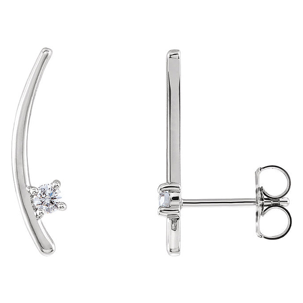 4mm x 18mm 14k White Gold 1/8 CTW (G-H, I1) Diamond Ear Climbers, Item E16944 by The Black Bow Jewelry Co.