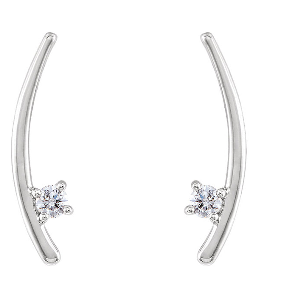 Alternate view of the 4mm x 18mm 14k White Gold 1/8 CTW (G-H, I1) Diamond Ear Climbers by The Black Bow Jewelry Co.