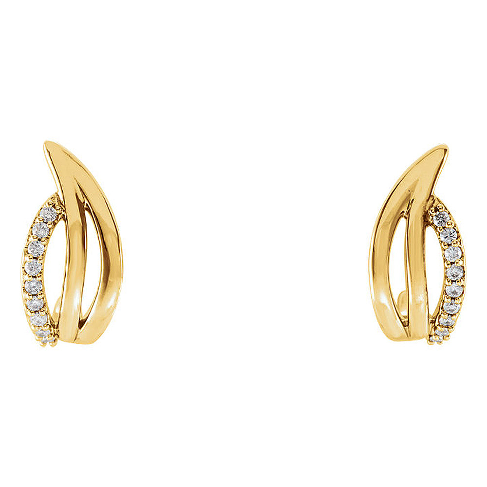 Alternate view of the 6 x 14mm 14k Yellow Gold 1/10 CTW (G-H, I1) Diamond Freeform J-Hoops by The Black Bow Jewelry Co.