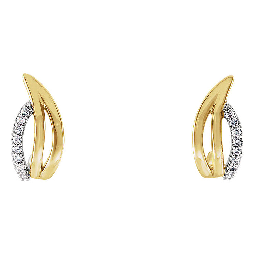 Alternate view of the 6 x 14mm 14k Two-Tone Gold 1/10 CTW (G-H, I1) Diamond Freeform J-Hoops by The Black Bow Jewelry Co.