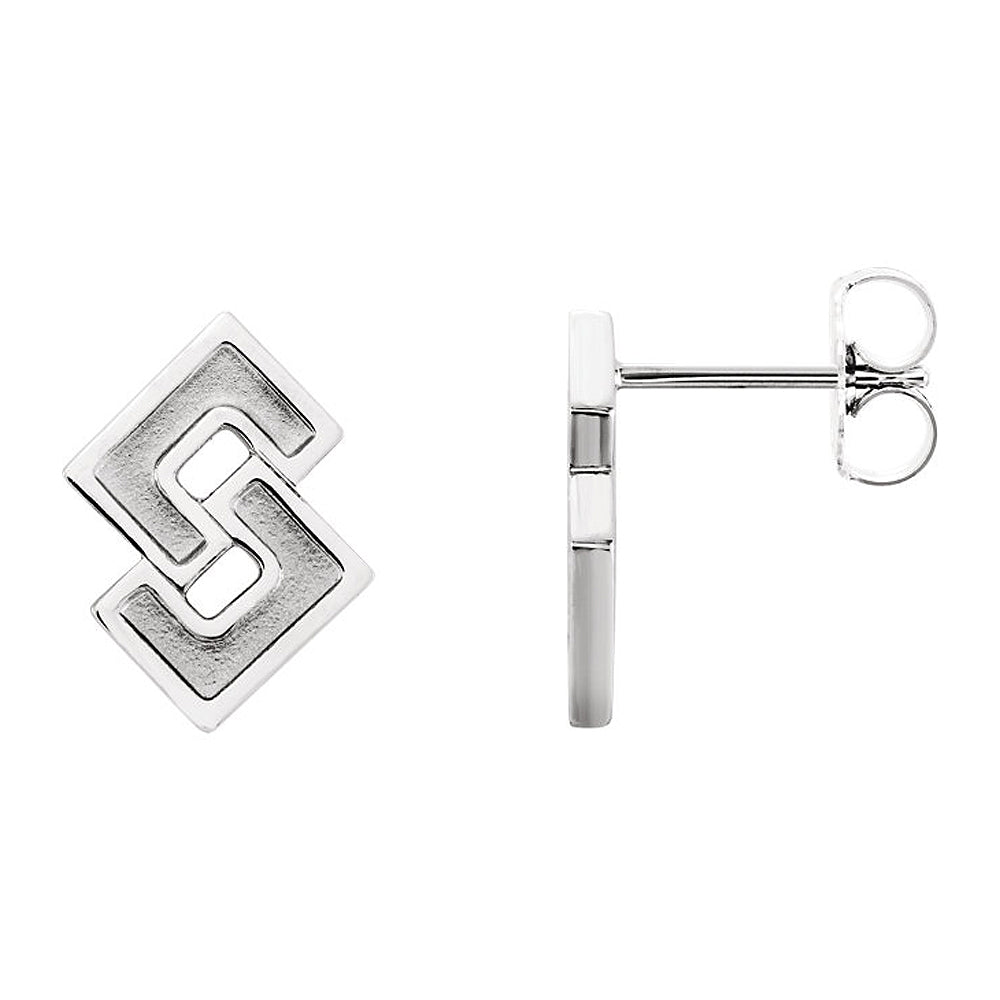 10 x 12mm (7/16 Inch) Sterling Silver Small Geometric Post Earrings, Item E16967 by The Black Bow Jewelry Co.