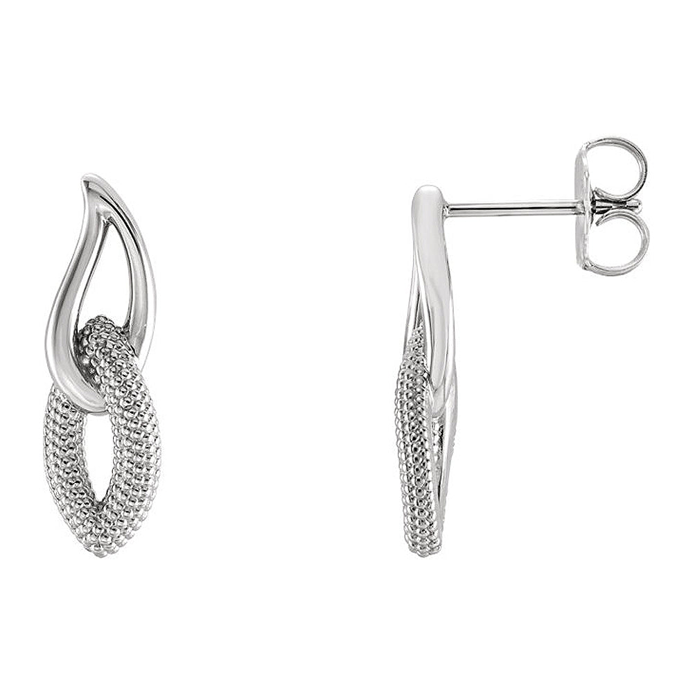 Alternate view of the 6mm x 18mm (1/4 x 11/16 Inch) 14k White Gold Beaded Drop Earrings by The Black Bow Jewelry Co.