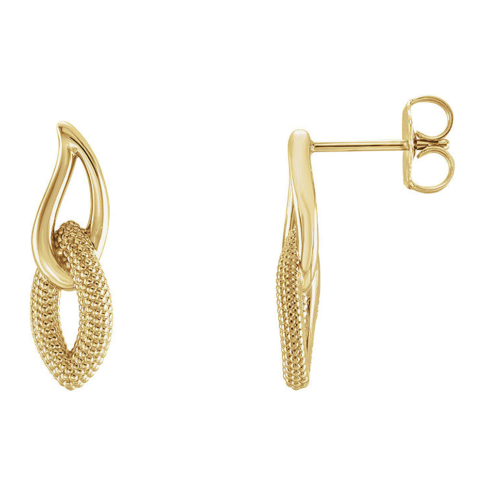 Alternate view of the 6mm x 18mm (1/4 x 11/16 Inch) 14k Yellow Gold Beaded Drop Earrings by The Black Bow Jewelry Co.