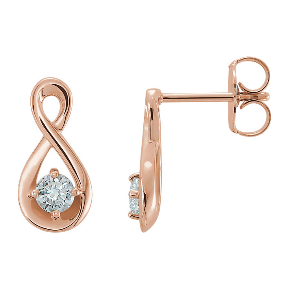 5 x 12mm 14k Rose Gold 1/5 CTW Diamond Infinity Earrings (G-H, I1), Item E16986 by The Black Bow Jewelry Co.