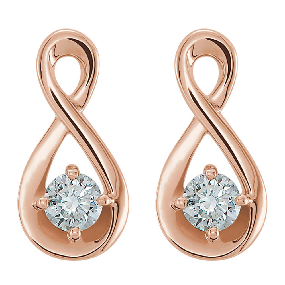 Alternate view of the 5 x 12mm 14k Rose Gold 1/5 CTW Diamond Infinity Earrings (G-H, I1) by The Black Bow Jewelry Co.