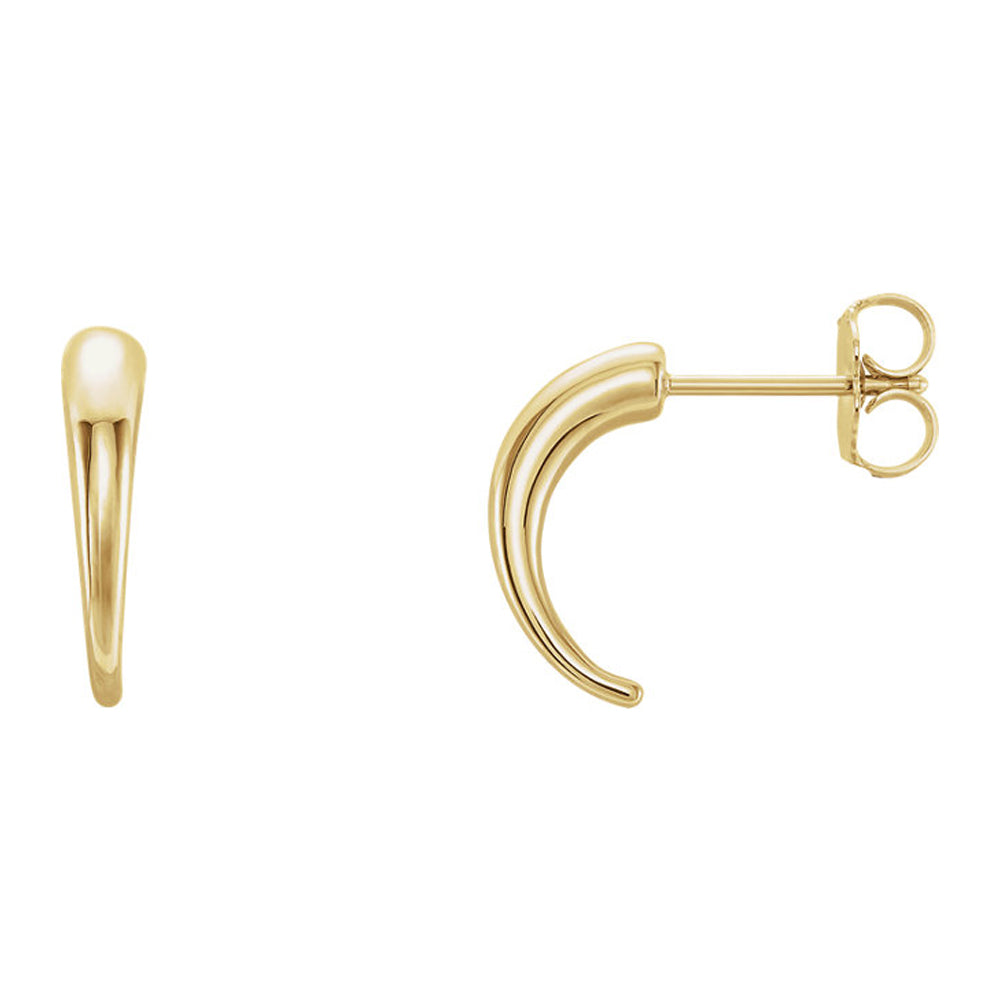 3x13mm (1/8 x 1/2 Inch) 14k Yellow Gold Small Tapered J-Hoop Earrings, Item E16992 by The Black Bow Jewelry Co.
