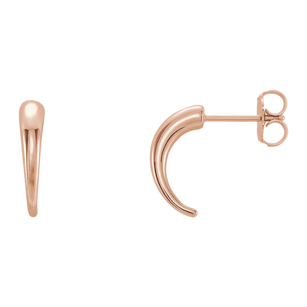 3 x 13mm (1/8 x 1/2 Inch) 14k Rose Gold Small Tapered J-Hoop Earrings, Item E16993 by The Black Bow Jewelry Co.