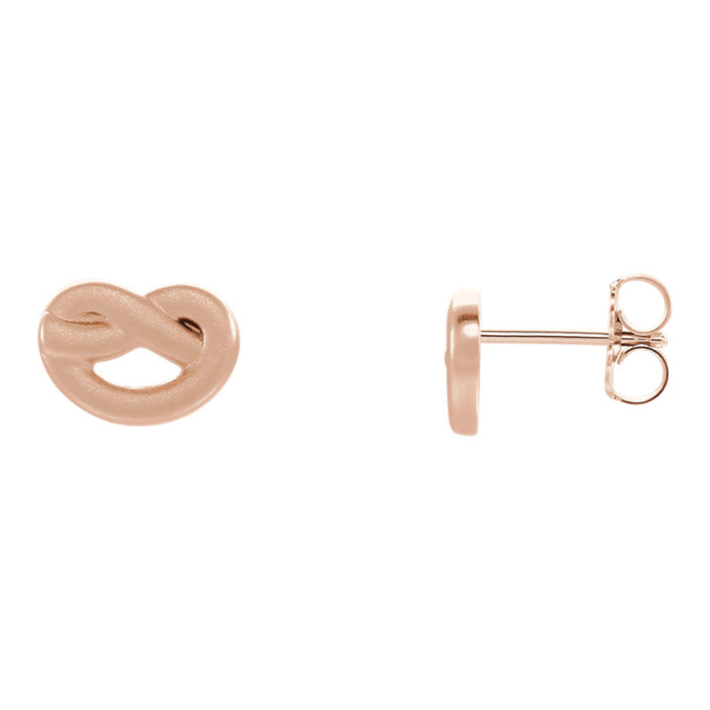 7mm x 10mm (3/8 Inch) 14k Rose Gold Satin Knot Post Earrings, Item E17002 by The Black Bow Jewelry Co.