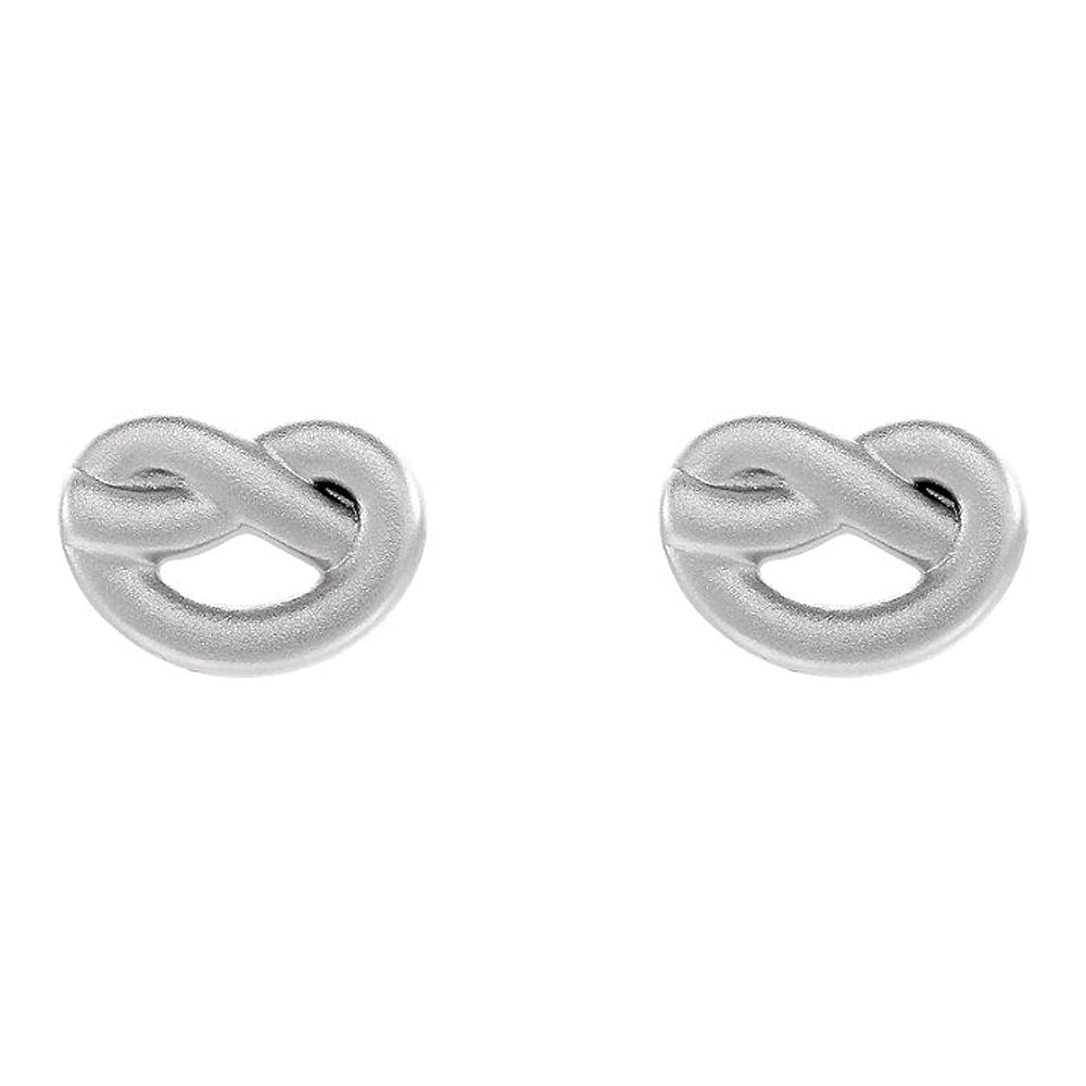 7mm x 10mm (3/8 Inch) Sterling Silver Satin Knot Post Earrings, Item E17003 by The Black Bow Jewelry Co.