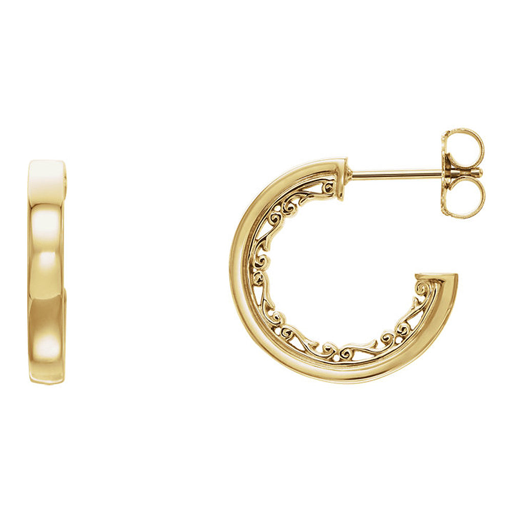 2.7 x 16mm 14k Yellow Gold Vintage-Inspired Round Hoop Earrings, Item E17005 by The Black Bow Jewelry Co.