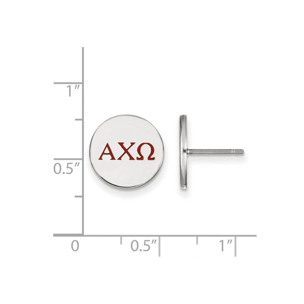 Alternate view of the Sterling Silver Alpha Chi Omega Enamel Greek Letters Post Earrings by The Black Bow Jewelry Co.
