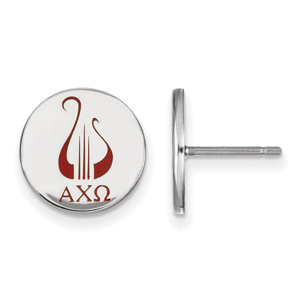 Sterling Silver Alpha Chi Omega Enamel Post Earrings, Item E17052 by The Black Bow Jewelry Co.