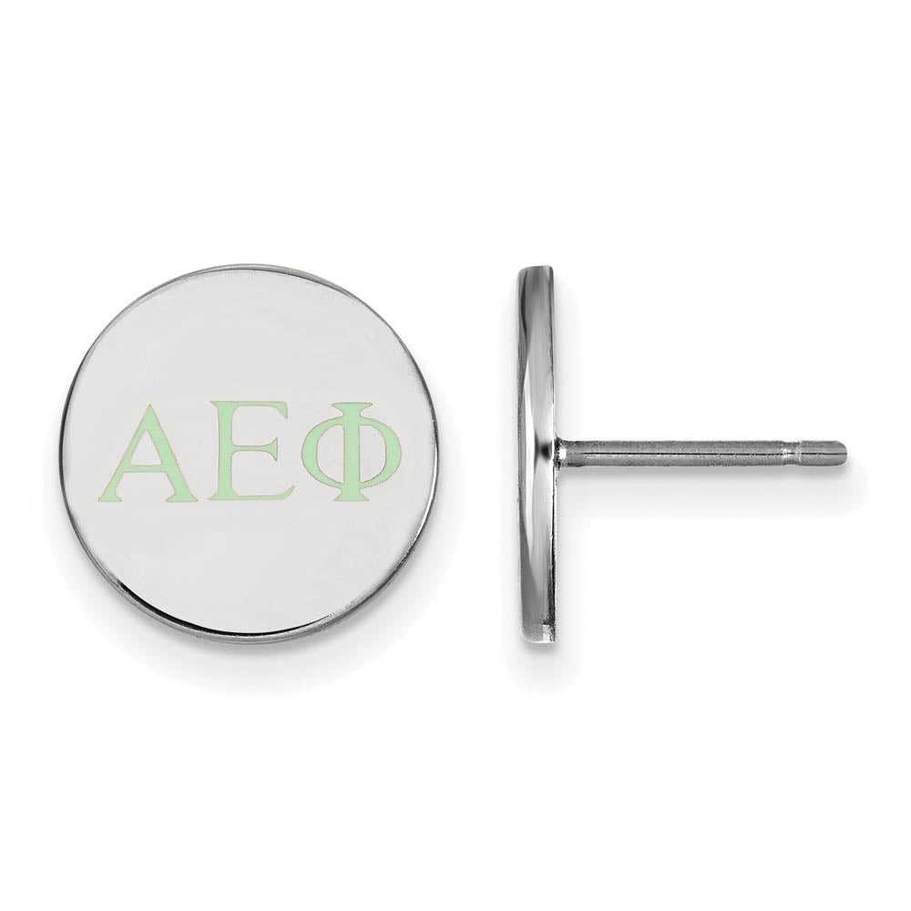 Sterling Silver Alpha Epsilon Phi Enamel Greek Letters Post Earrings, Item E17063 by The Black Bow Jewelry Co.