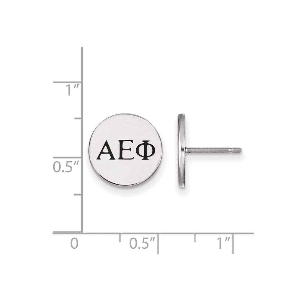 Alternate view of the Sterling Silver Alpha Epsilon Phi Black Enamel Greek Post Earrings by The Black Bow Jewelry Co.