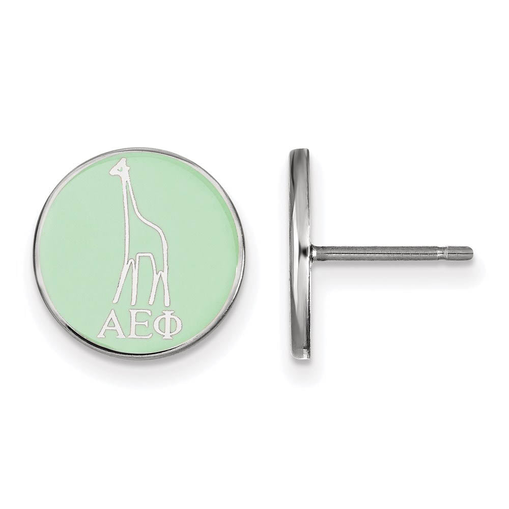 Sterling Silver Alpha Epsilon Phi Green Enamel Mascot Post Earrings, Item E17065 by The Black Bow Jewelry Co.