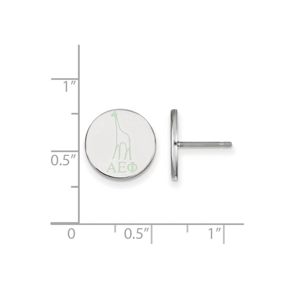Alternate view of the Sterling Silver Alpha Epsilon Phi Enamel Post Earrings by The Black Bow Jewelry Co.