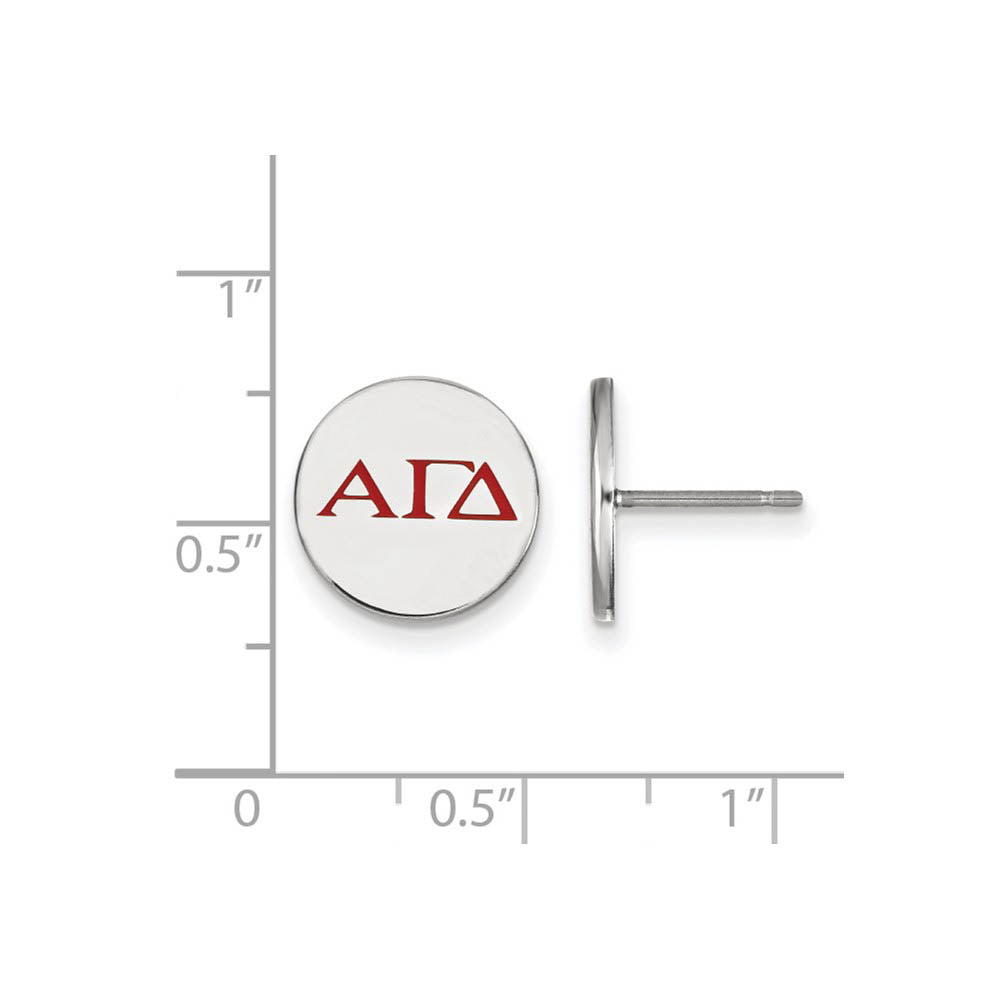 Alternate view of the Sterling Silver Alpha Gamma Delta Enamel Post Earrings by The Black Bow Jewelry Co.